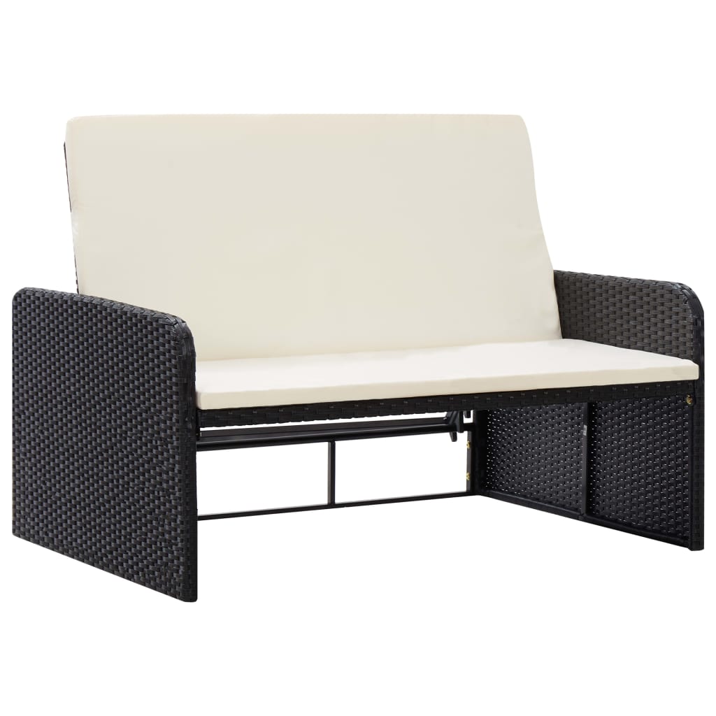 -Delige Loungeset Met Kussens Poly Rattan Zwart