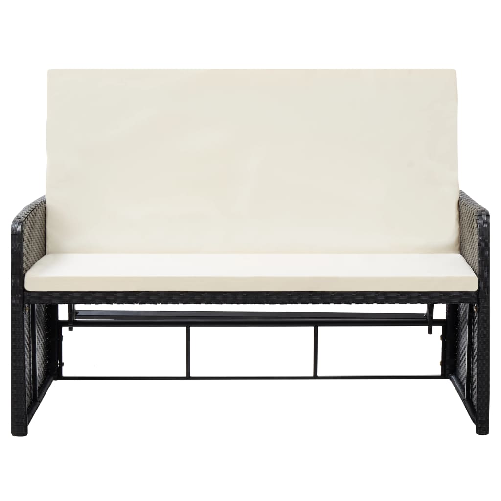 -Delige Loungeset Met Kussens Poly Rattan Zwart