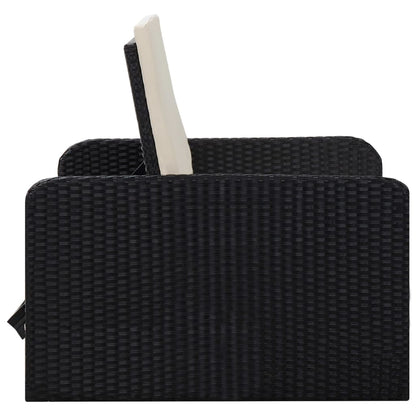 -Delige Loungeset Met Kussens Poly Rattan Zwart