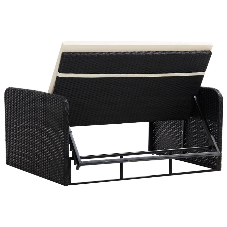 -Delige Loungeset Met Kussens Poly Rattan Zwart