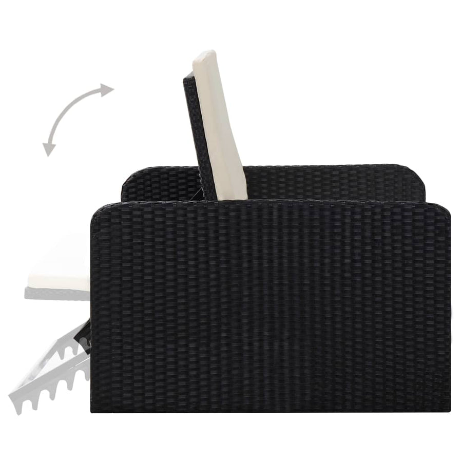 -Delige Loungeset Met Kussens Poly Rattan Zwart