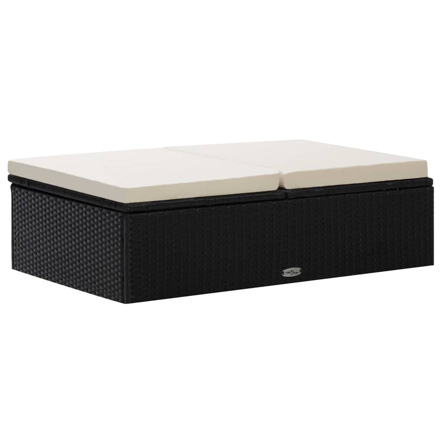 -Delige Loungeset Met Kussens Poly Rattan Zwart