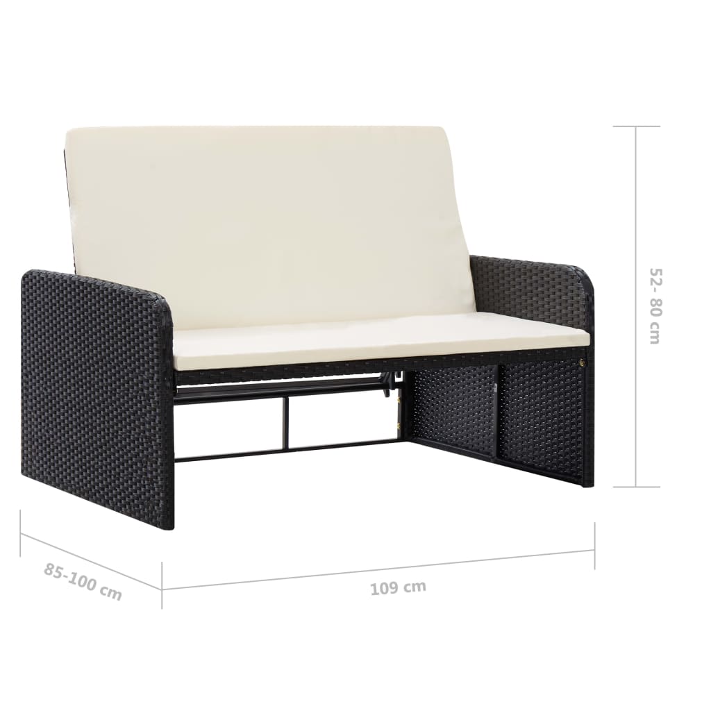 -Delige Loungeset Met Kussens Poly Rattan Zwart
