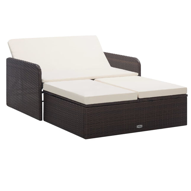 -Delige Loungeset Met Kussens Poly Rattan Bruin