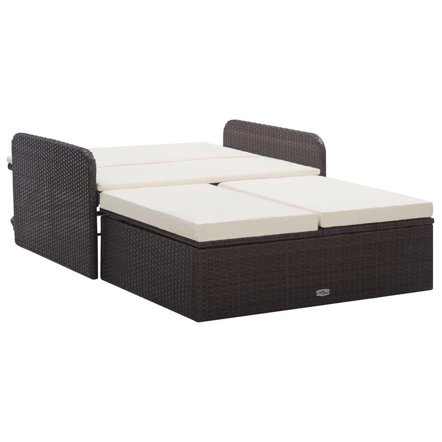 -Delige Loungeset Met Kussens Poly Rattan Bruin