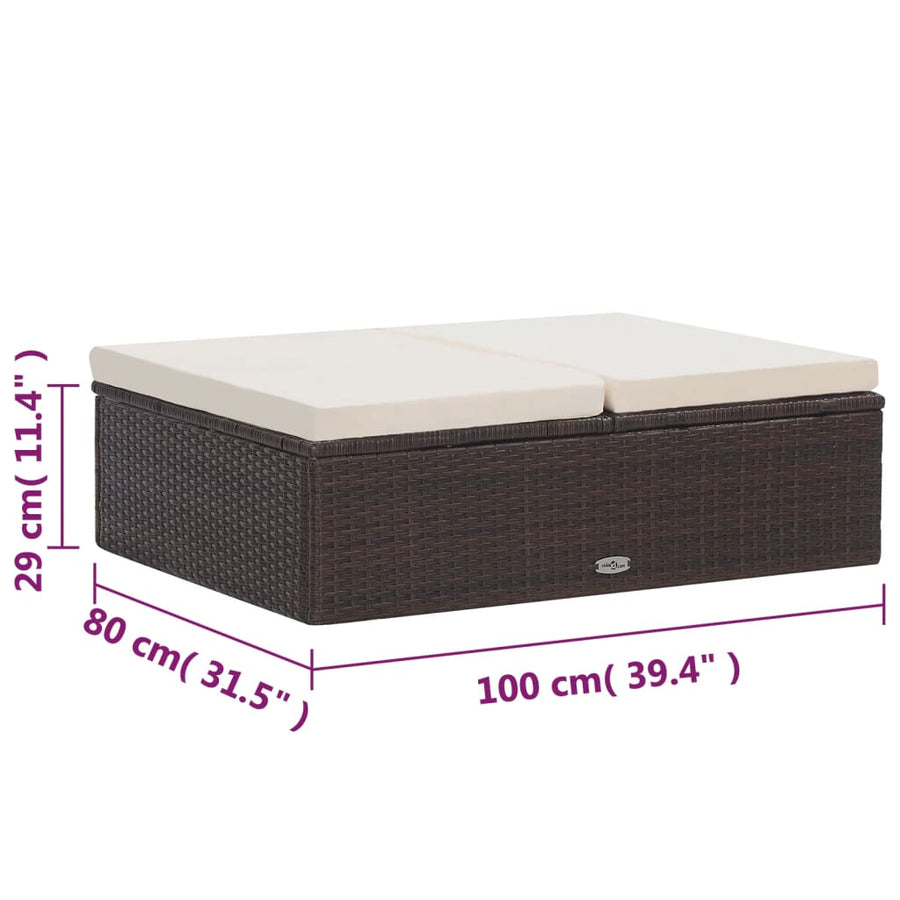 -Delige Loungeset Met Kussens Poly Rattan Bruin