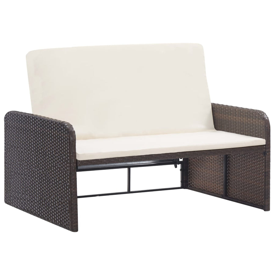 -Delige Loungeset Met Kussens Poly Rattan Bruin