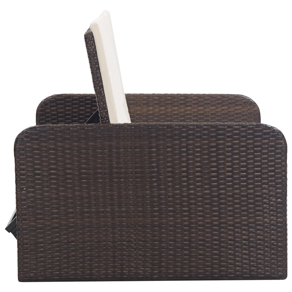 -Delige Loungeset Met Kussens Poly Rattan Bruin