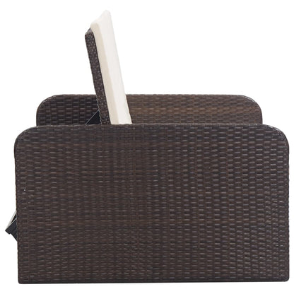 -Delige Loungeset Met Kussens Poly Rattan Bruin