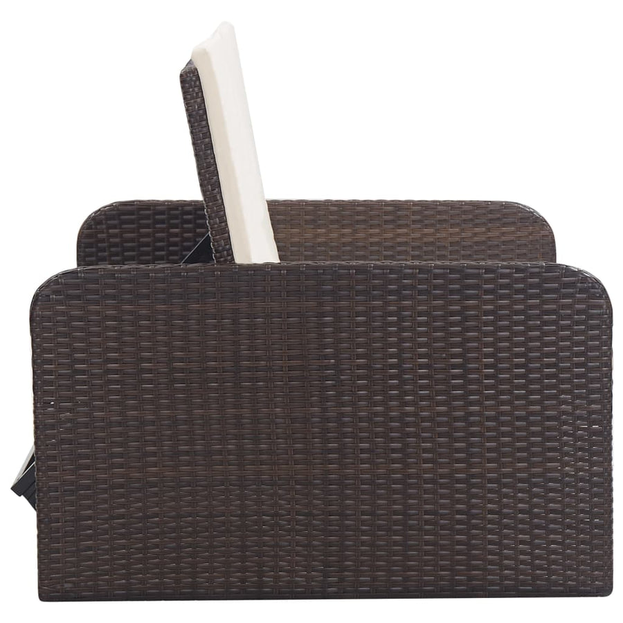 -Delige Loungeset Met Kussens Poly Rattan Bruin
