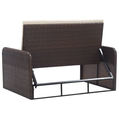 -Delige Loungeset Met Kussens Poly Rattan Bruin