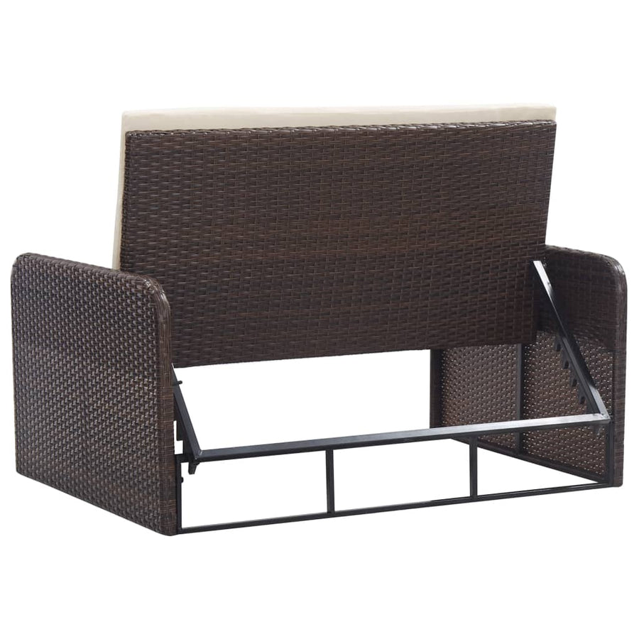 -Delige Loungeset Met Kussens Poly Rattan Bruin