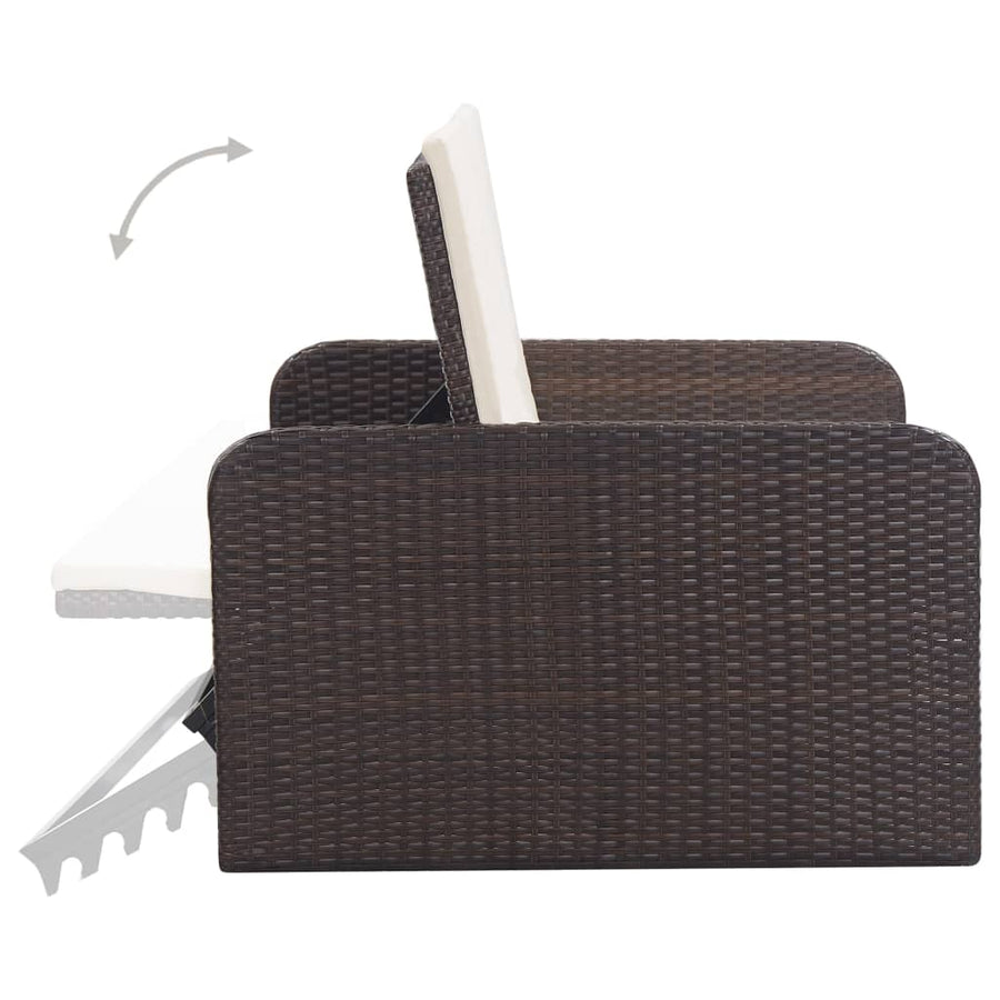 -Delige Loungeset Met Kussens Poly Rattan Bruin