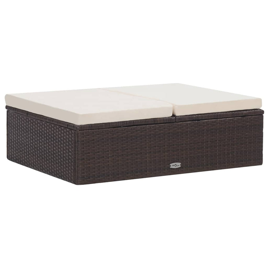 -Delige Loungeset Met Kussens Poly Rattan Bruin
