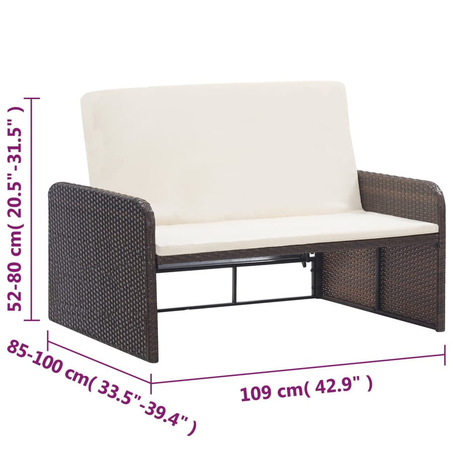 -Delige Loungeset Met Kussens Poly Rattan Bruin