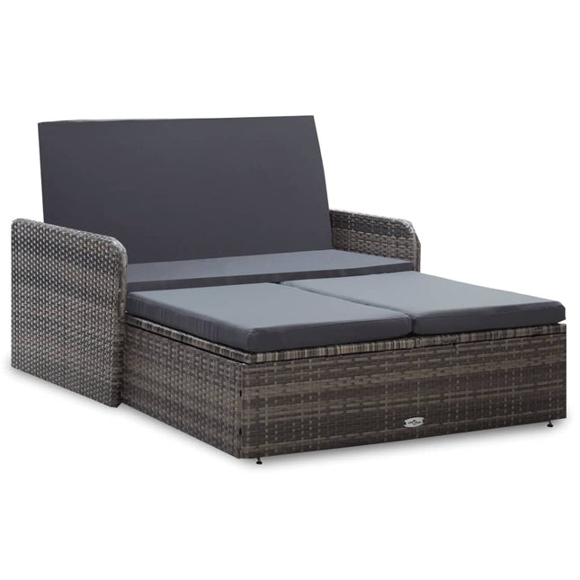 -Delige Loungeset Met Kussens Poly Rattan Grijs