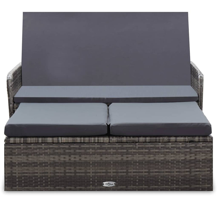 -Delige Loungeset Met Kussens Poly Rattan Grijs