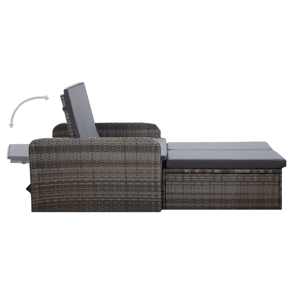 -Delige Loungeset Met Kussens Poly Rattan Grijs