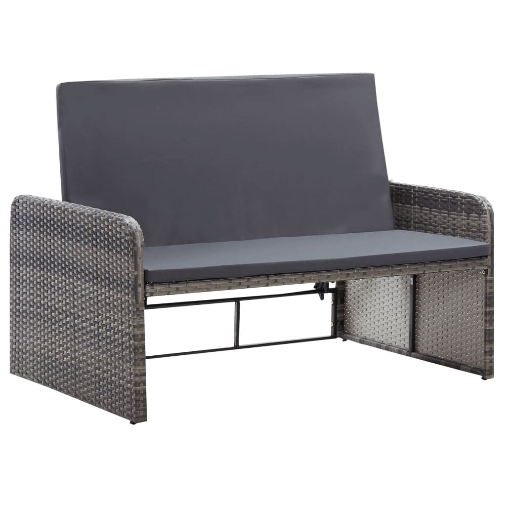 -Delige Loungeset Met Kussens Poly Rattan Grijs