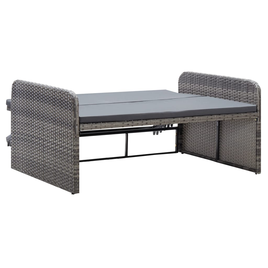 -Delige Loungeset Met Kussens Poly Rattan Grijs