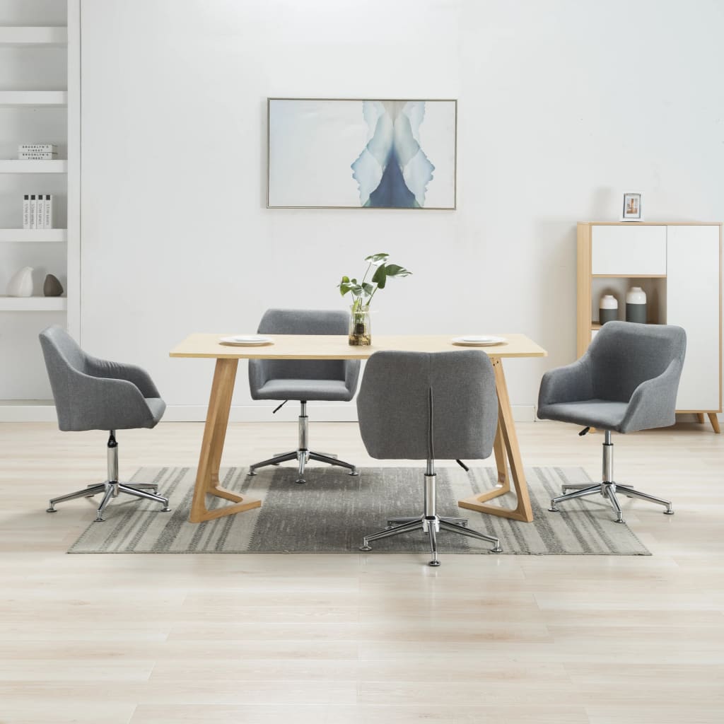 Eetkamerstoelen 4 St Draaibaar Stof Lichtgrijs 4