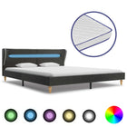 Bed met LED en traagschuim matras jute donkergrijs 180x200 cm