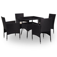 5-Delige Tuinset Poly Rattan En Glas Zwart