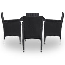 5-Delige Tuinset Poly Rattan En Glas Zwart