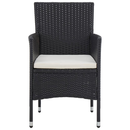 5-Delige Tuinset Poly Rattan En Glas Zwart