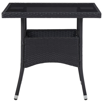 5-Delige Tuinset Poly Rattan En Glas Zwart