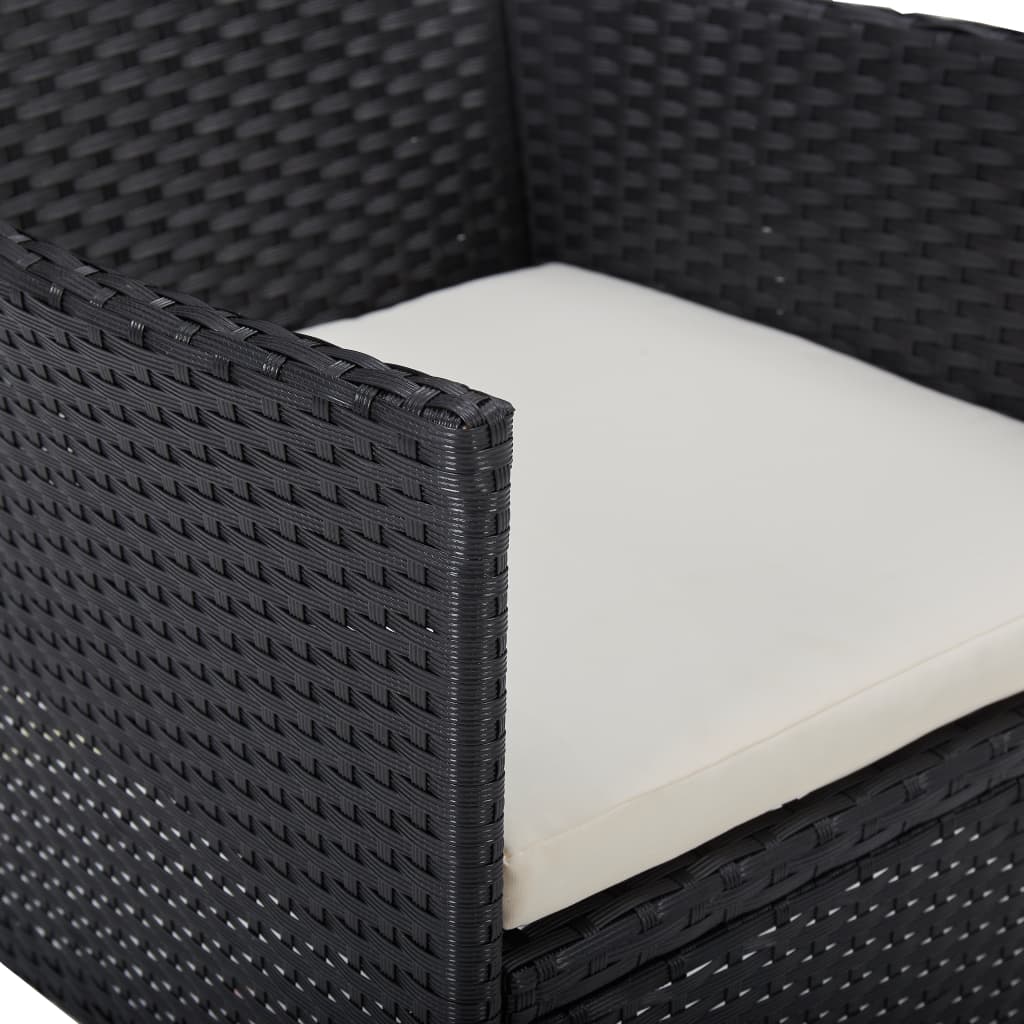 5-Delige Tuinset Poly Rattan En Glas Zwart