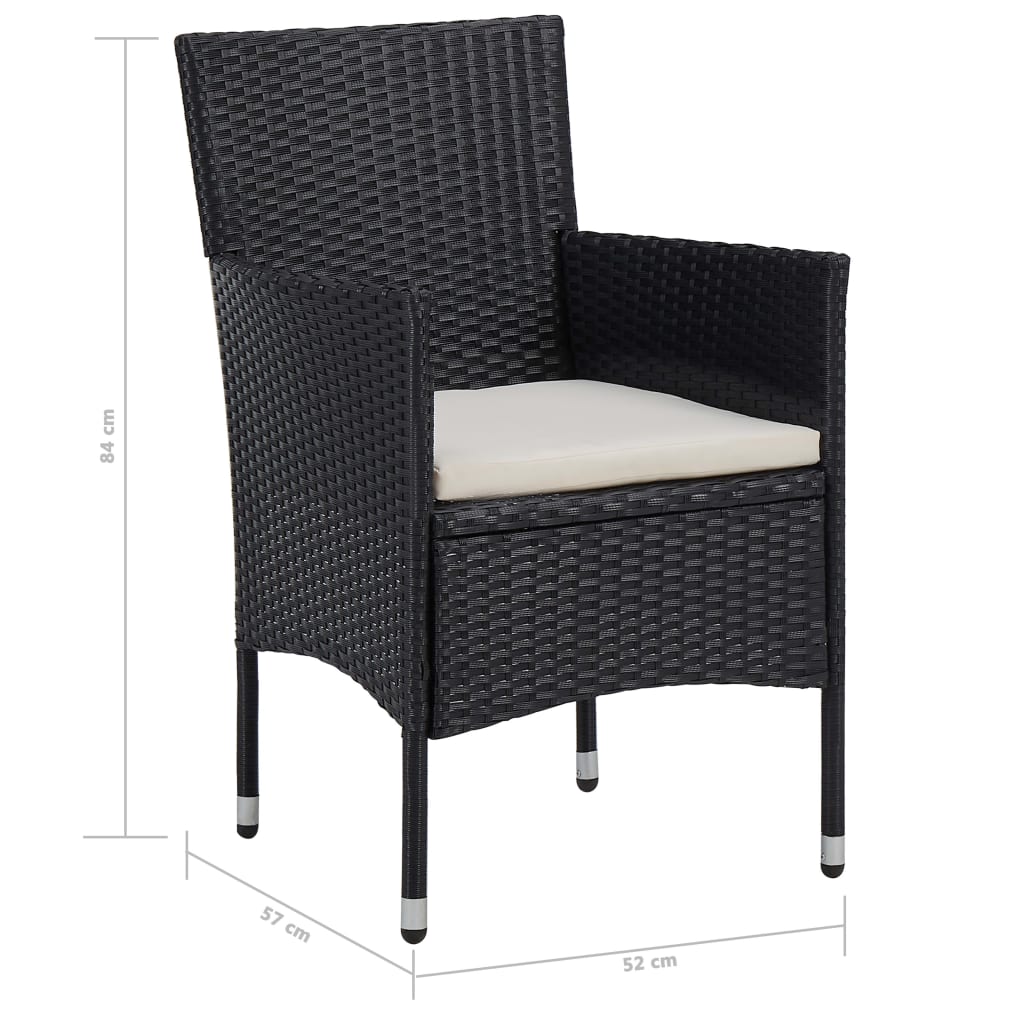 5-Delige Tuinset Poly Rattan En Glas Zwart