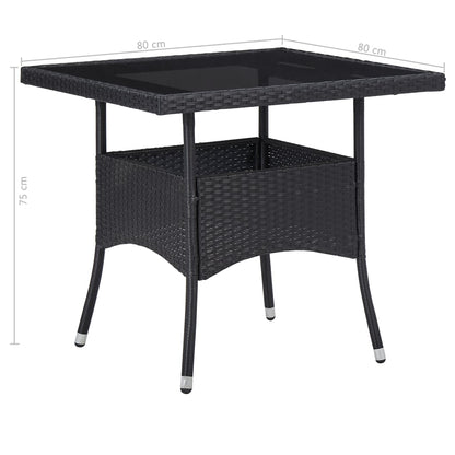 5-Delige Tuinset Poly Rattan En Glas Zwart