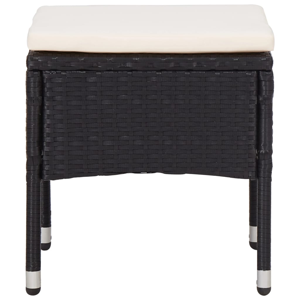5-Delige Tuinset Poly Rattan En Glas Zwart