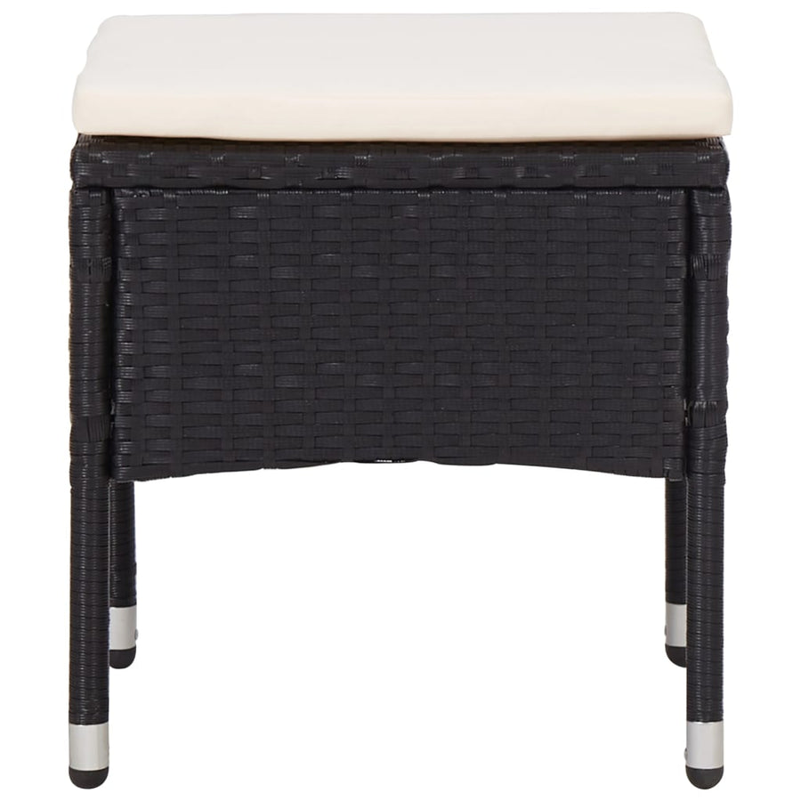 5-Delige Tuinset Poly Rattan En Glas Zwart