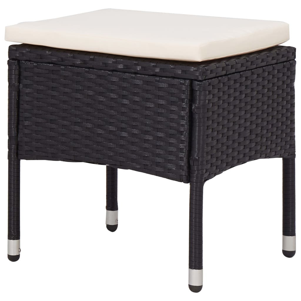 5-Delige Tuinset Poly Rattan En Glas Zwart