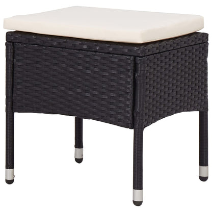 5-Delige Tuinset Poly Rattan En Glas Zwart