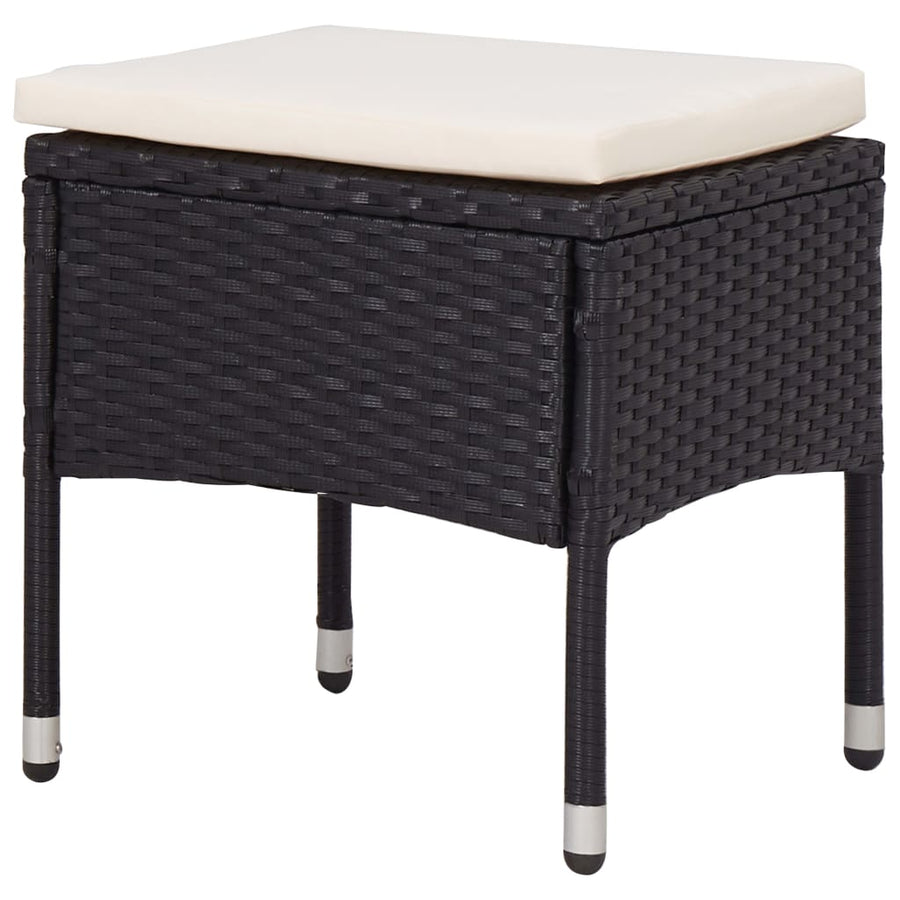 5-Delige Tuinset Poly Rattan En Glas Zwart
