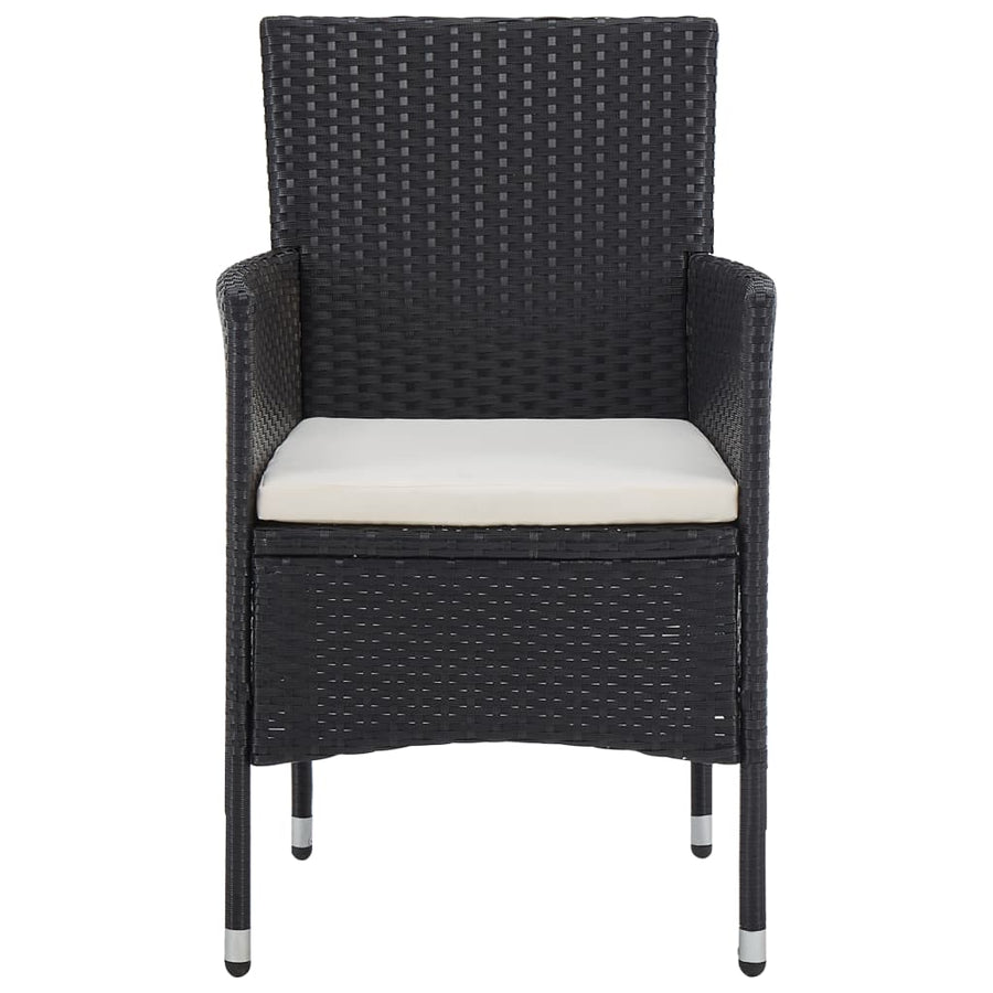 5-Delige Tuinset Poly Rattan En Glas Zwart