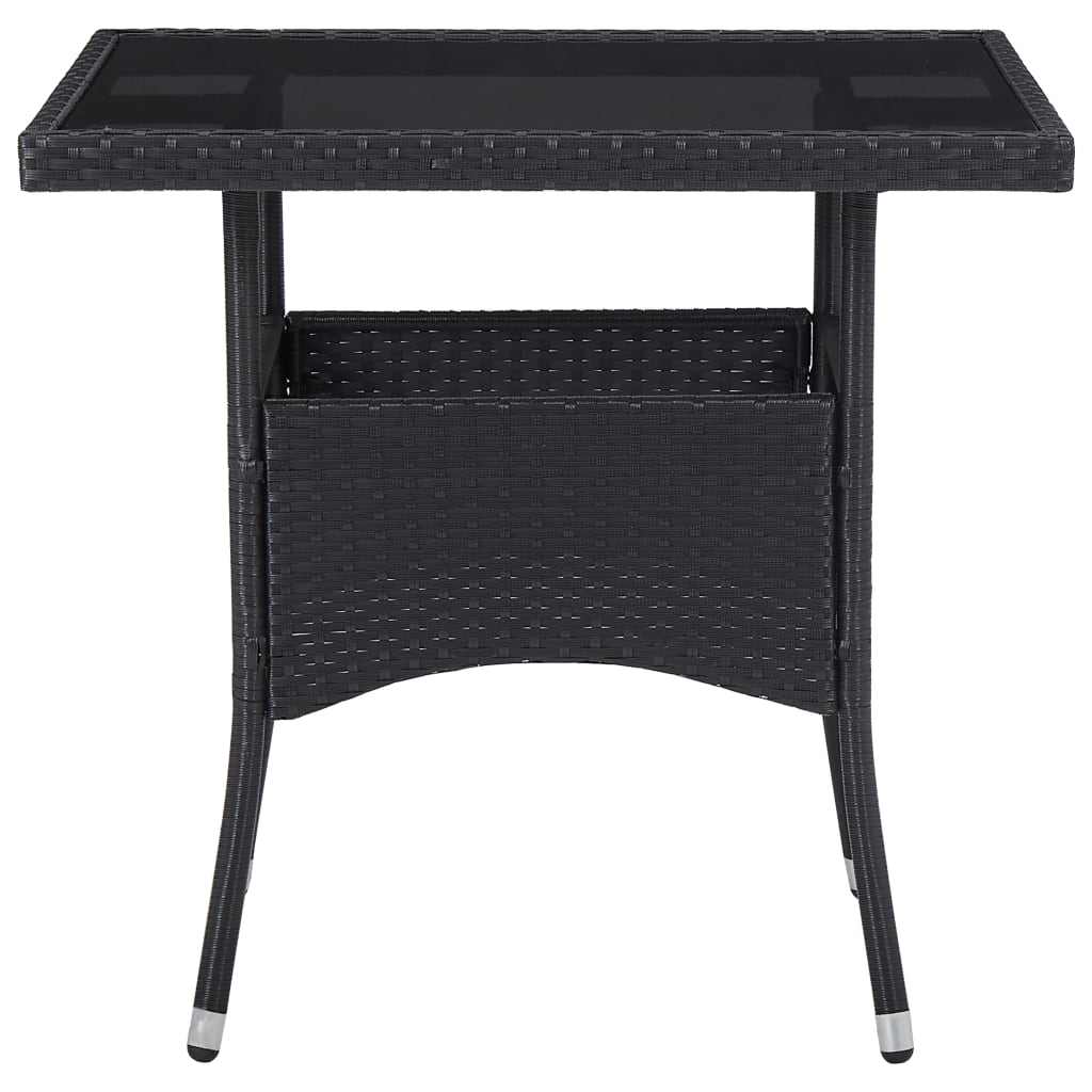 5-Delige Tuinset Poly Rattan En Glas Zwart