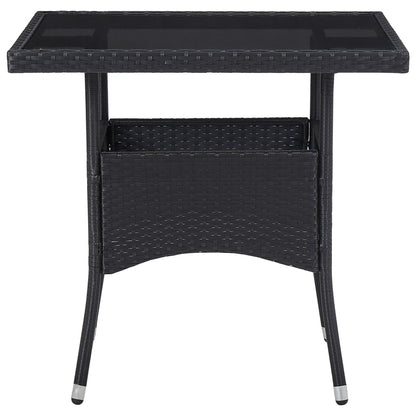 5-Delige Tuinset Poly Rattan En Glas Zwart