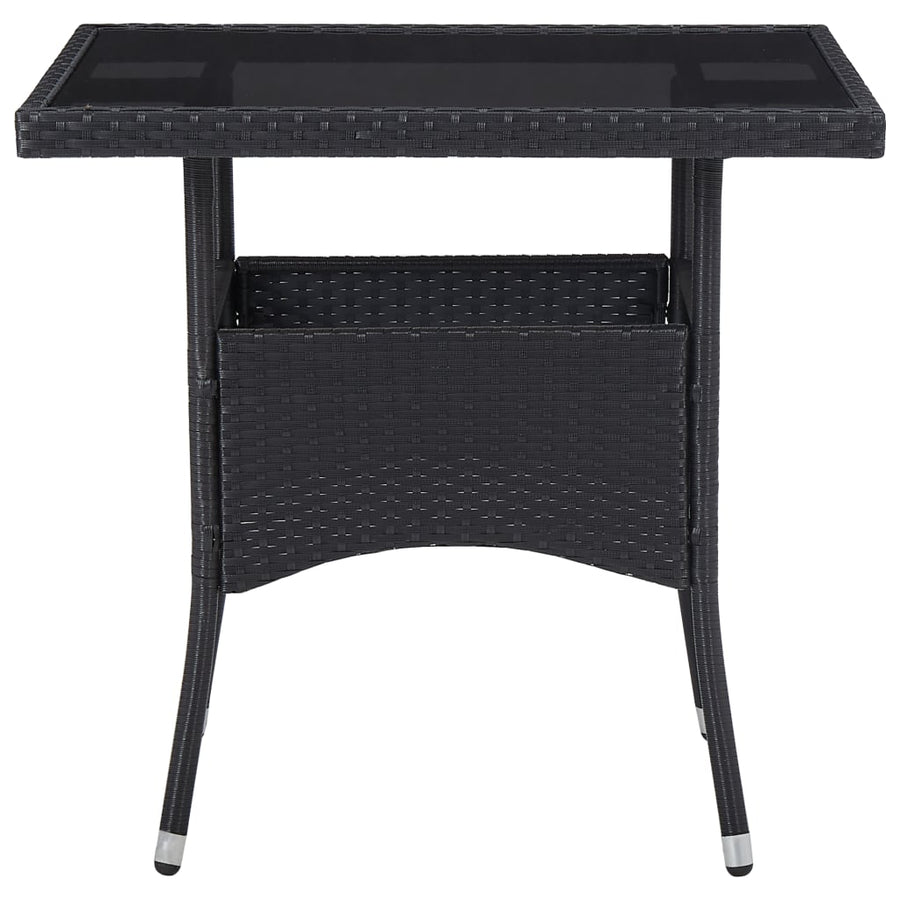 5-Delige Tuinset Poly Rattan En Glas Zwart