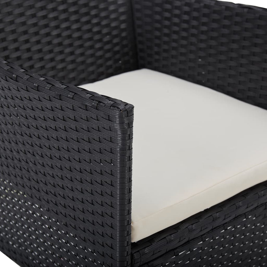 5-Delige Tuinset Poly Rattan En Glas Zwart
