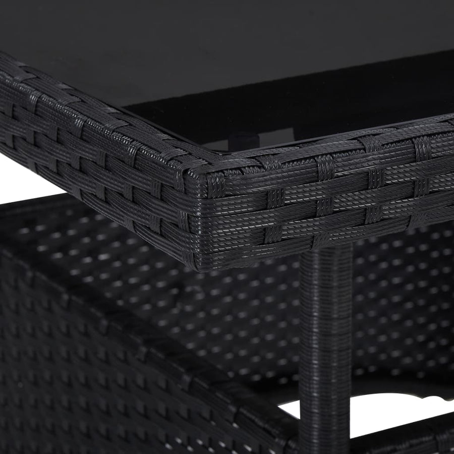 5-Delige Tuinset Poly Rattan En Glas Zwart