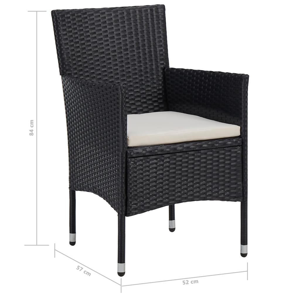5-Delige Tuinset Poly Rattan En Glas Zwart
