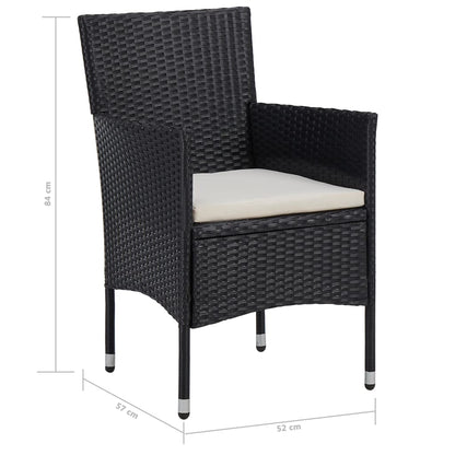 5-Delige Tuinset Poly Rattan En Glas Zwart