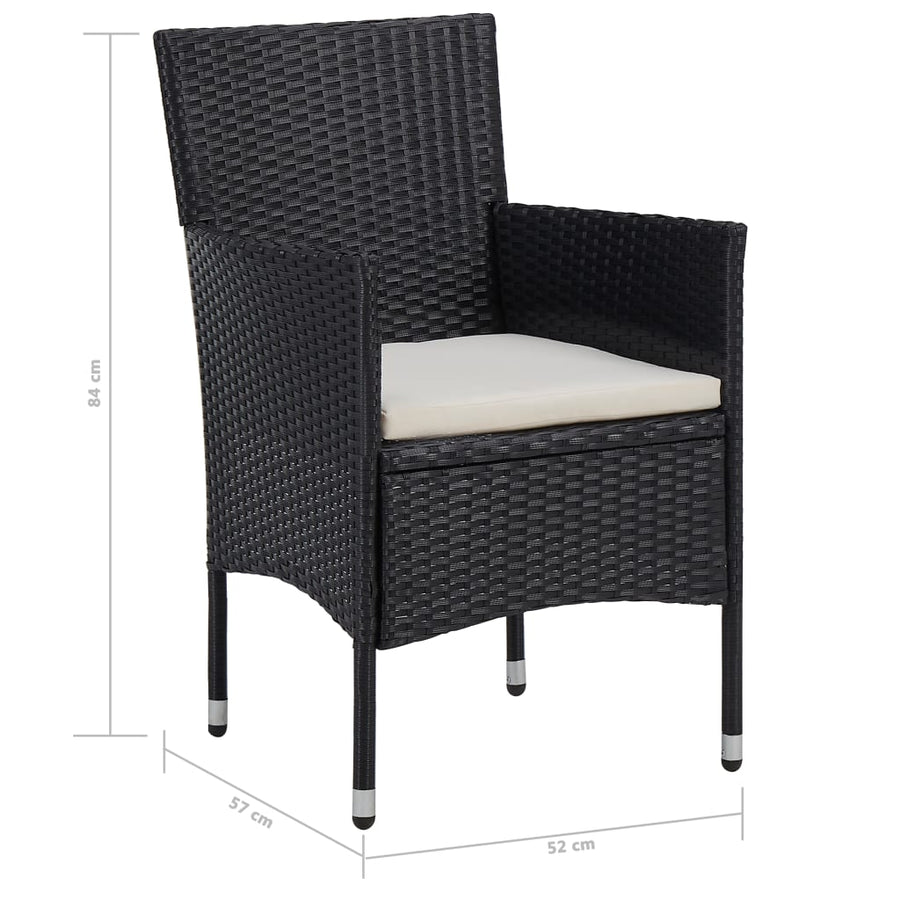 5-Delige Tuinset Poly Rattan En Glas Zwart