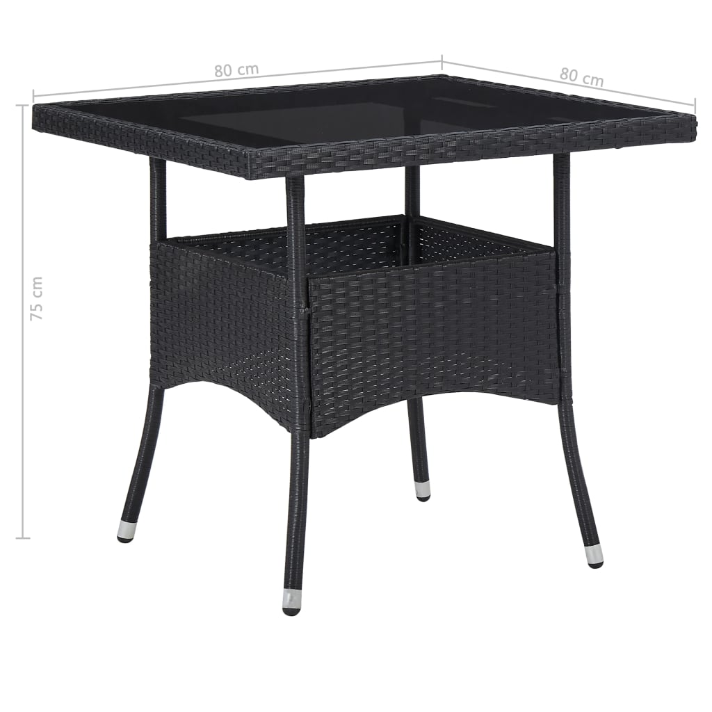 5-Delige Tuinset Poly Rattan En Glas Zwart