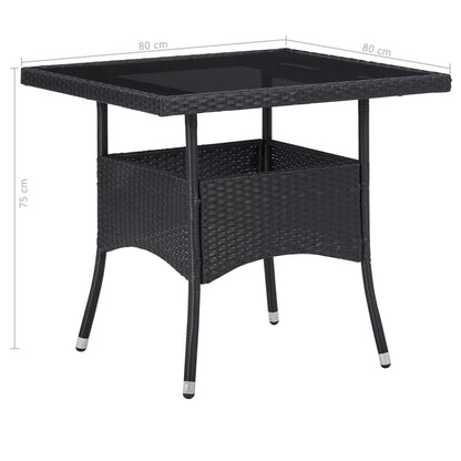 5-Delige Tuinset Poly Rattan En Glas Zwart