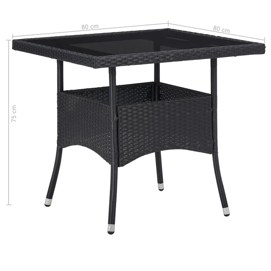 5-Delige Tuinset Poly Rattan En Glas Zwart